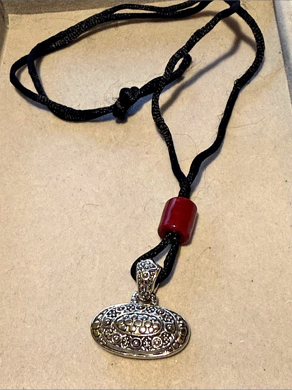 Brighton Pendant Necklace in Silver & Red Like New